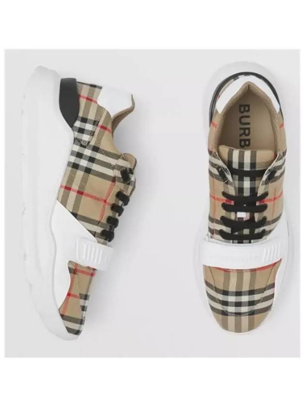 Vintage Check And Leather Sneakers White Archive Beige - BURBERRY - BALAAN 2