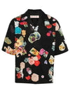 Floral Print Short Sleeve Shirt Black - MARNI - BALAAN 2