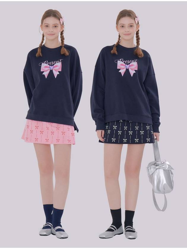 MET ribbon present sweatshirt miniskirt set navy - METAPHER - BALAAN 1