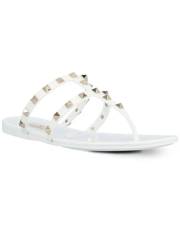 Rockstud Flat Rubber Flip Flops White - VALENTINO - BALAAN 4