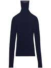 Rib Viscose Blend Turtleneck Navy - AMI - BALAAN 1