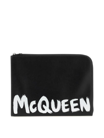 23 ss MCQUEEN Graffiti Leather Document Holder Pouch 609481 1AAMJ 1070 B0230273982 - ALEXANDER MCQUEEN - BALAAN 1