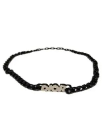 Logo Chain Link Choker Necklace Black - DIOR - BALAAN 2