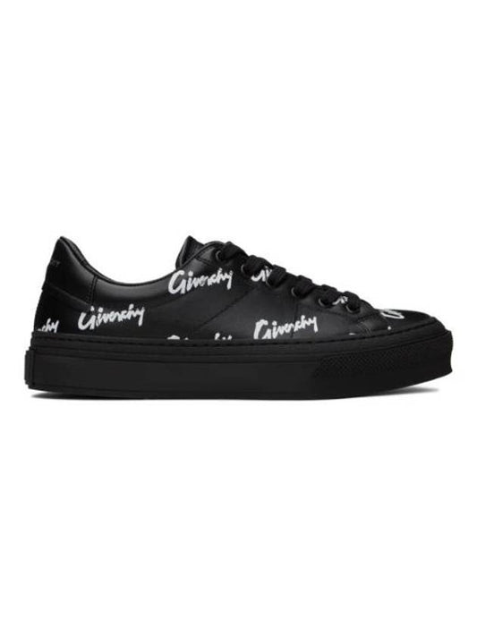 Men's City Sports Logo Leather Low Top Sneakers Black - GIVENCHY - BALAAN 1