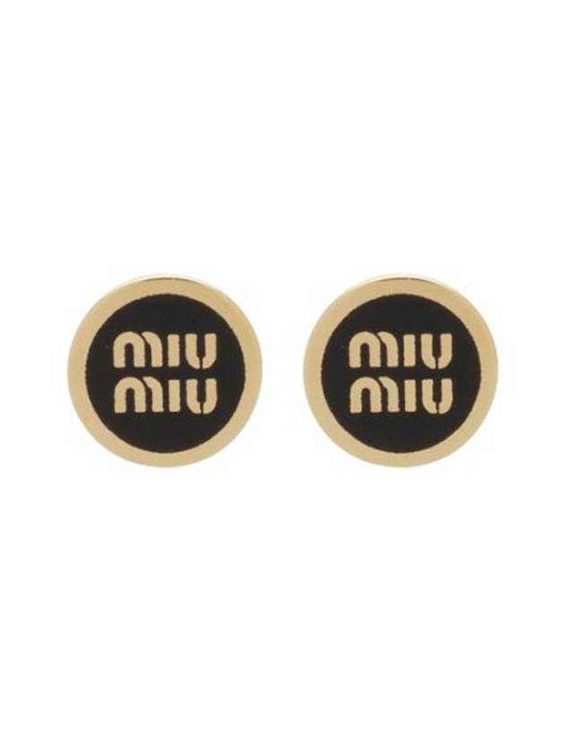 Enameled Metal Earrings Black - MIU MIU - BALAAN 4