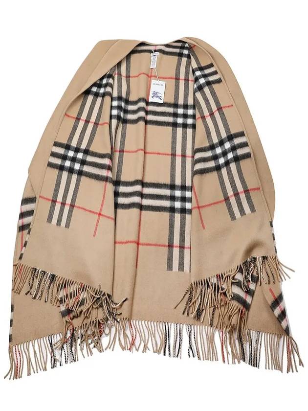 Check Cashmere Wool Cape Beige - BURBERRY - BALAAN 4