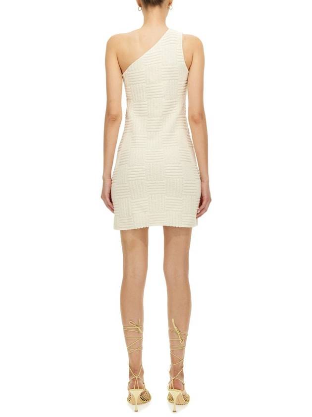 Jacquard One Shoulder Midi Dress Ivory - BOTTEGA VENETA - BALAAN 4