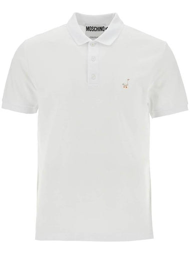 white cotton polo with delicate embroidery - MOSCHINO - BALAAN 1