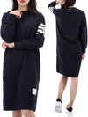 Classic Loopback 4-Bar Sweater Midi Dress Light Navy - THOM BROWNE - BALAAN 2