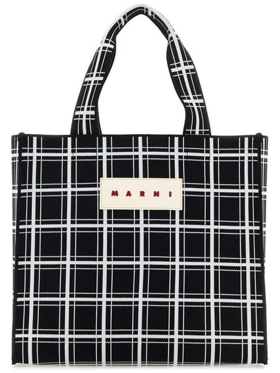 Jacquard Check Logo Tote Bag Black - MARNI - BALAAN 2