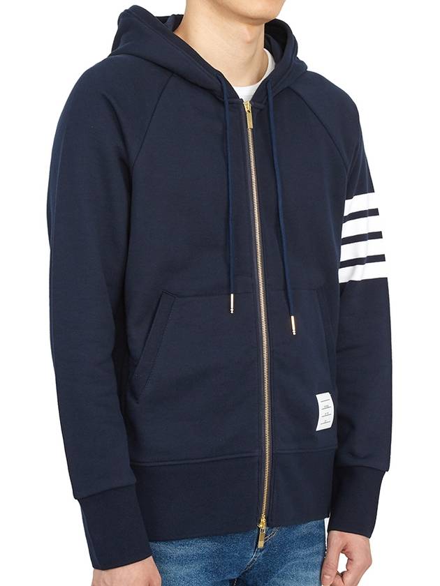 Engineered 4 Bar Diagonal Zip Up Hoodie Navy - THOM BROWNE - BALAAN 5