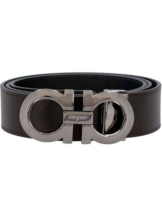 Gancini Reversible Adjustable Leather Belt Black - SALVATORE FERRAGAMO - BALAAN 1