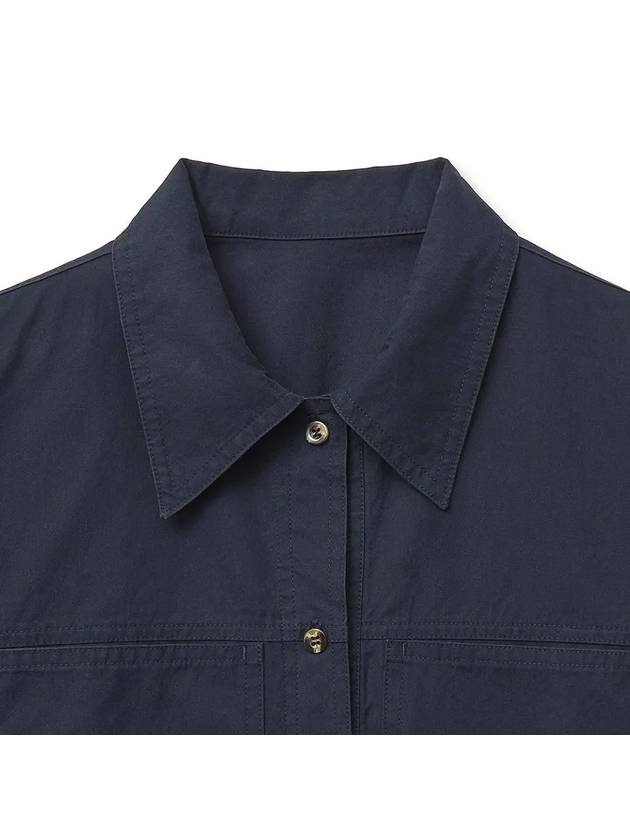 Cotton Overfit Work Shirt Navy - NOIRER FOR WOMEN - BALAAN 5