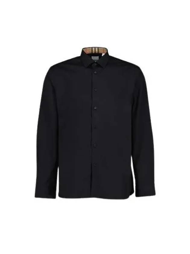 Embroidered EKD Stretch Cotton Long Sleeve Shirt Black - BURBERRY - BALAAN 2