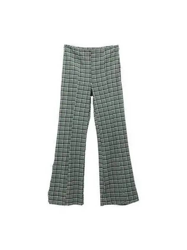 Pants Women s Seersucker Check Crop Green - GANNI - BALAAN 1