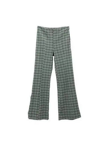 Pants Women s Seersucker Check Crop Green - GANNI - BALAAN 1