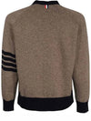 V-Neck 4-Bar Wool Cardigan Brown - THOM BROWNE - BALAAN 4