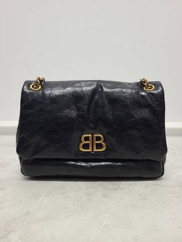 Black Calfskin Vintage Gold Monaco Mini Chain Shoulder Bag - BALENCIAGA - BALAAN 1