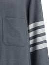 4 Bar Stripe Plain Weaving Wool Long Sleeve Shirt Grey - THOM BROWNE - BALAAN 4