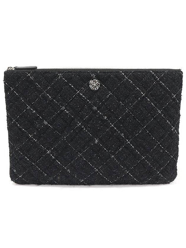 Black tweed lambskin silver large clutch 22nd - CHANEL - BALAAN 1