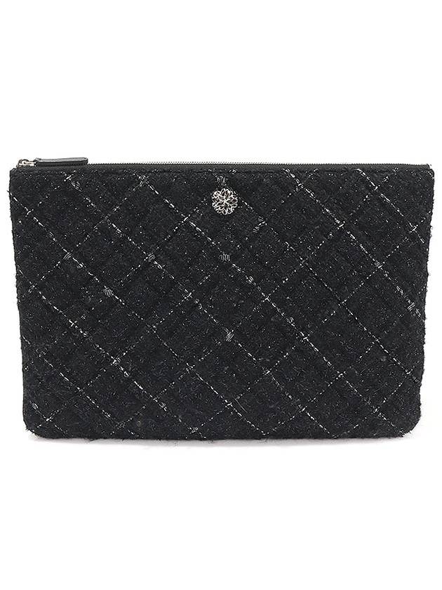 Black tweed lambskin silver large clutch 22nd - CHANEL - BALAAN 1