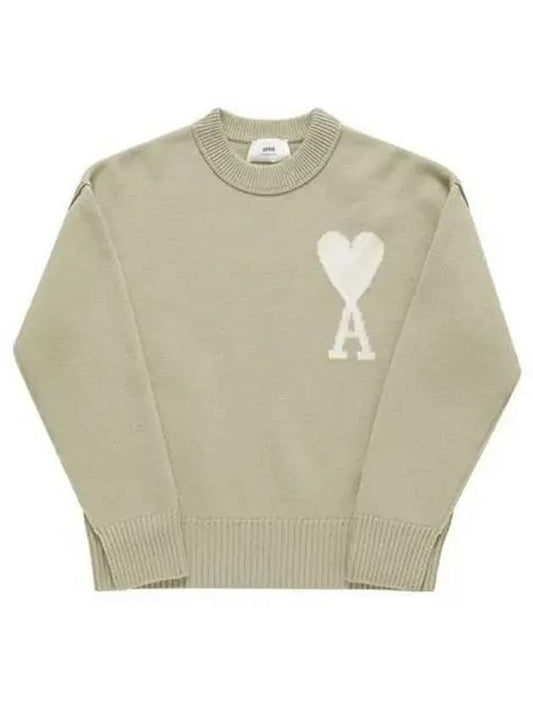 Big Heart Logo Wool Knit Top Green - AMI - BALAAN 2