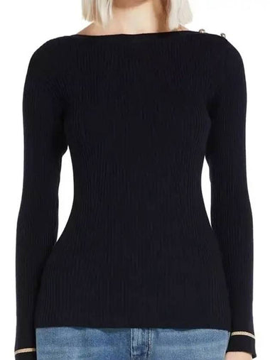 Banfy Button Shoulder Wool Knit Top Black - MAX MARA - BALAAN 1