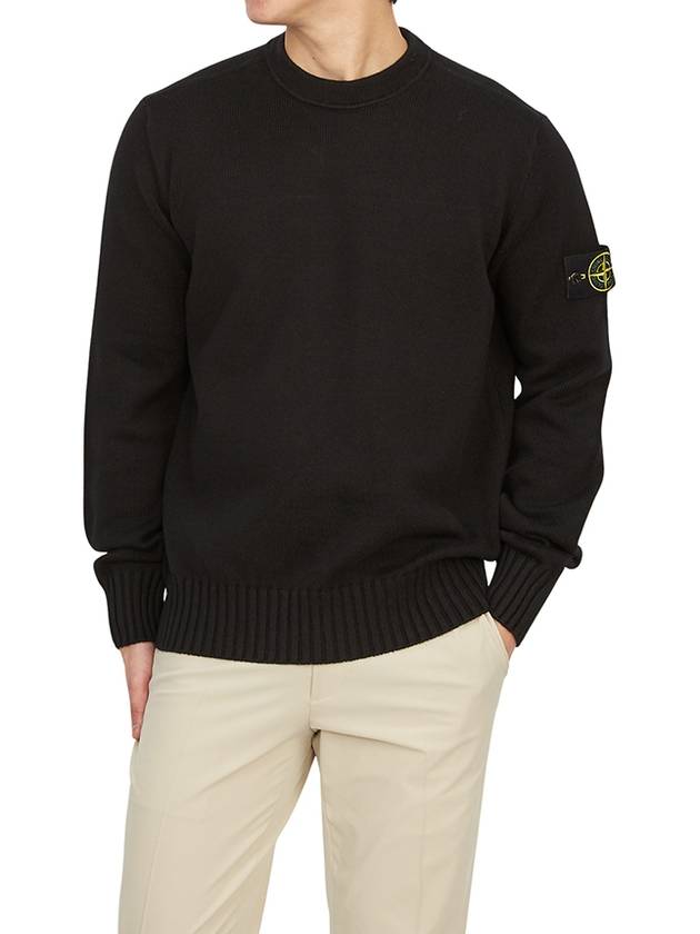 Logo Patch Knit Top Black - STONE ISLAND - BALAAN 6