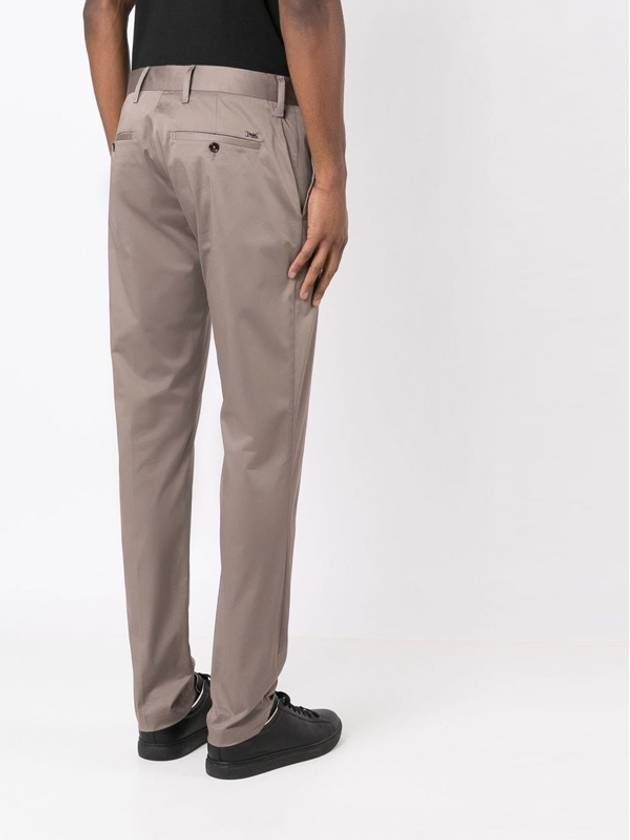 Slim Cut Cotton Blend Straight Pants Light Brown - EMPORIO ARMANI - BALAAN 5