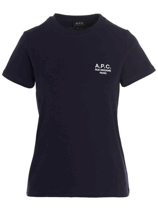 Denise Embroidered Short Sleeve T-shirt Navy - A.P.C. - BALAAN 1