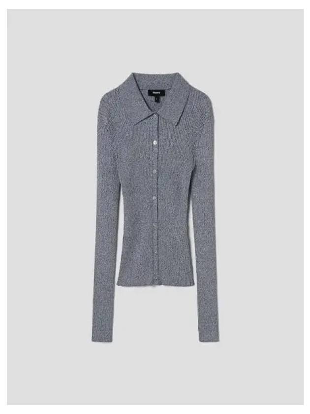 Women s Breck Cotton Slim Ribbed Spring Autumn Cardigan Nocturne Navy White Domestic Product GM0024052386115 - THEORY - BALAAN 1