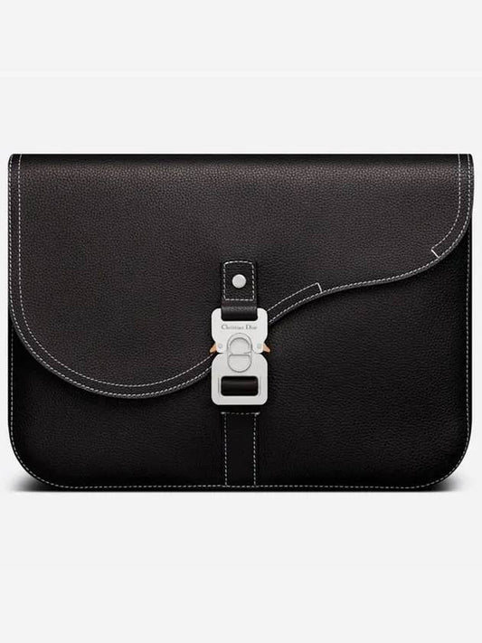 Saddle A4 Grained Calfskin Pouch Black - DIOR - BALAAN 2