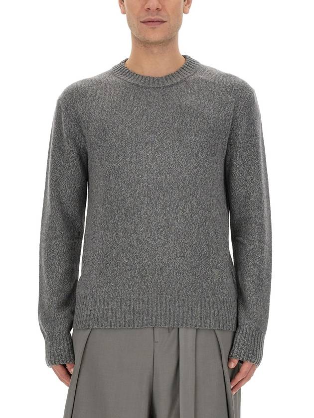 Men's Cashmere Blend Crew Neck Knit Top Grey - AMI - BALAAN 2