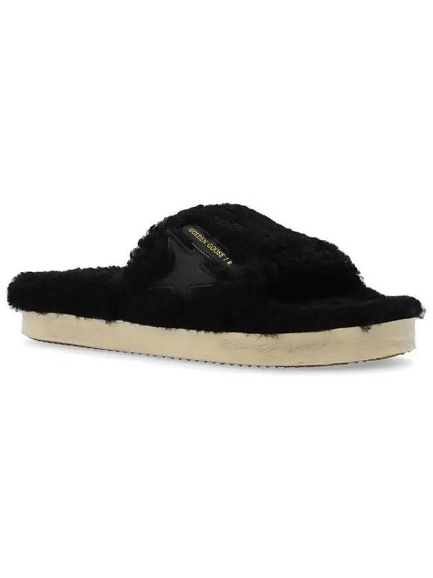 Leather Star Shearling Full Star Slippers Black - GOLDEN GOOSE - BALAAN 3