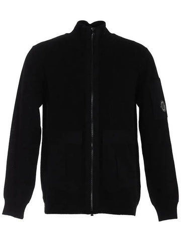 Lens Patch Pocket Knit Zip-Up Jacket Black - CP COMPANY - BALAAN 1