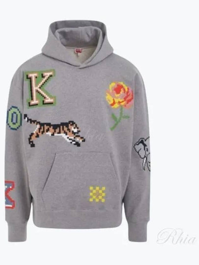 Pixel Oversized Hoodie Grey - KENZO - BALAAN 2