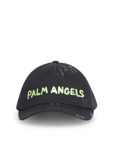 24SS Palm Angels Hat PWLB031S24FAB0011070 BLACK GREEN FLUO Black - PALM ANGELS - BALAAN 1