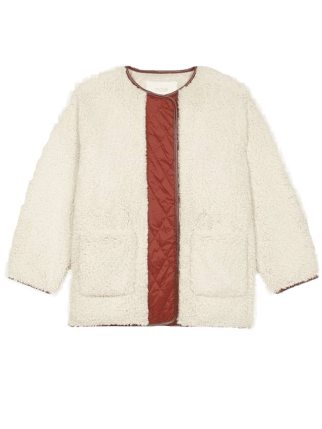 Women's Wool Fur Coat Ivory - MAJE - BALAAN 1