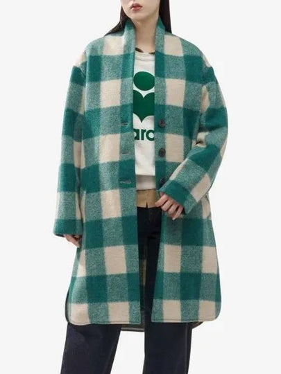 Gabriel Wool Check Single Coat Green - ISABEL MARANT - BALAAN 2