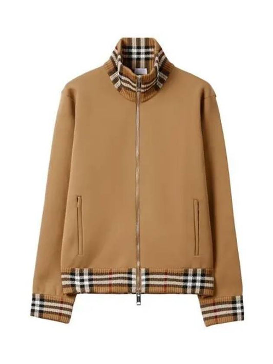 Men's Check Trim Track Jacket Camel - BURBERRY - BALAAN 2