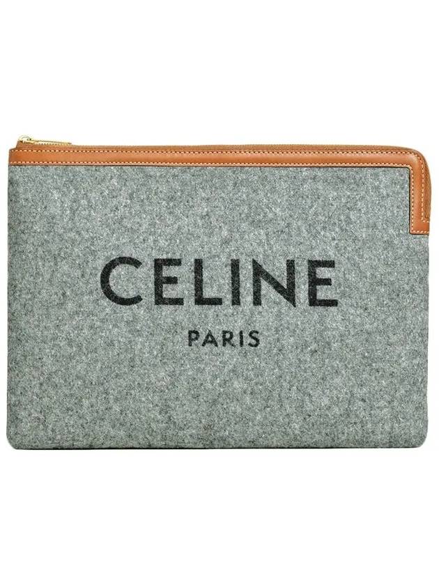 Women's Logo Pouch Bag Grey - CELINE - BALAAN 3