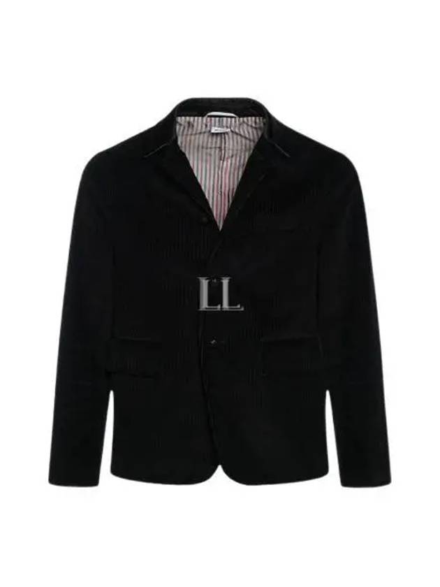 Men's Corduroy Button Up Cutaway Blazer Jacket Black - THOM BROWNE - BALAAN 2