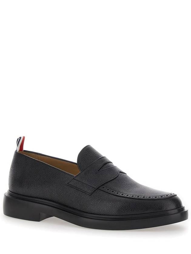 Pebble Grain Rubber Sole Penny Loafer Black - THOM BROWNE - BALAAN 3