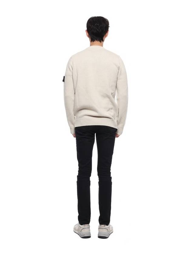 Logo Patch Crew Neck Wool Knit Top Off-White - STONE ISLAND - BALAAN 6