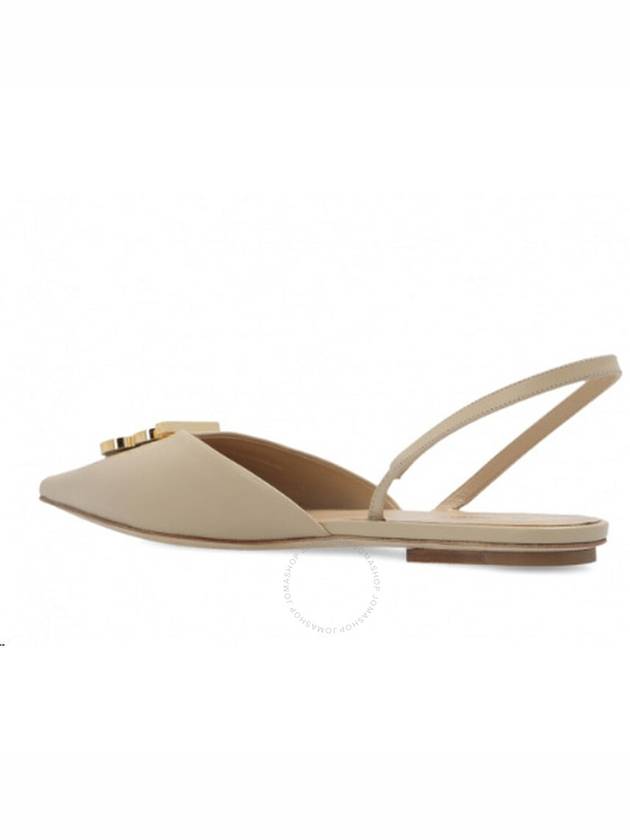 Burberry Ladies Anderton Soft Fawn Logo Plaque Slingback Flats, Brand Size 38 ( US Size 8 ) - BURBERRY - BALAAN 3