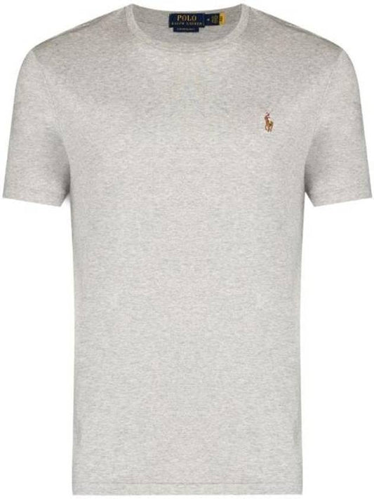 Embroidered Logo Pony Short Sleeve T-Shirt Grey - POLO RALPH LAUREN - BALAAN 1