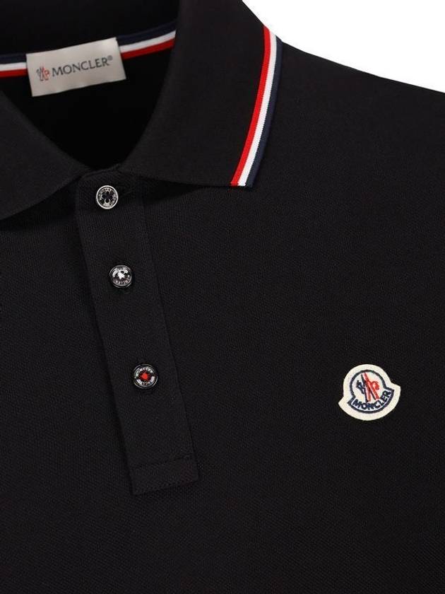 Logo Patch Cotton Long Sleeve Polo Shirt Black - MONCLER - BALAAN 4