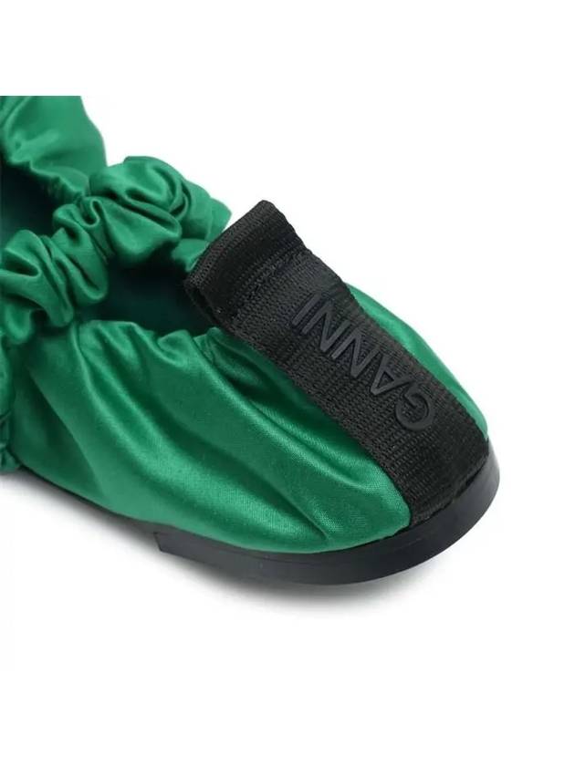 Scrunch Satin Ballerina Kelly Green - GANNI - BALAAN 6