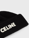 Logo Ribbed Wool Beanie Black - CELINE - BALAAN 6