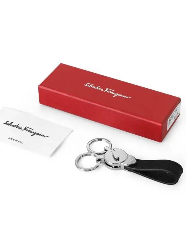 Gancini Leather Key Holder Black - SALVATORE FERRAGAMO - BALAAN 5